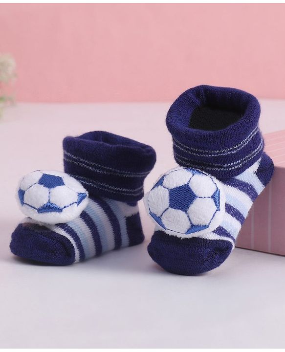 Cute Walk by Babyhug Socks With Football Applique - Navy Blue