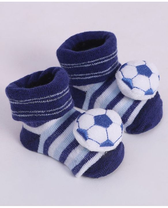 Cute Walk by Babyhug Socks With Football Applique - Navy Blue