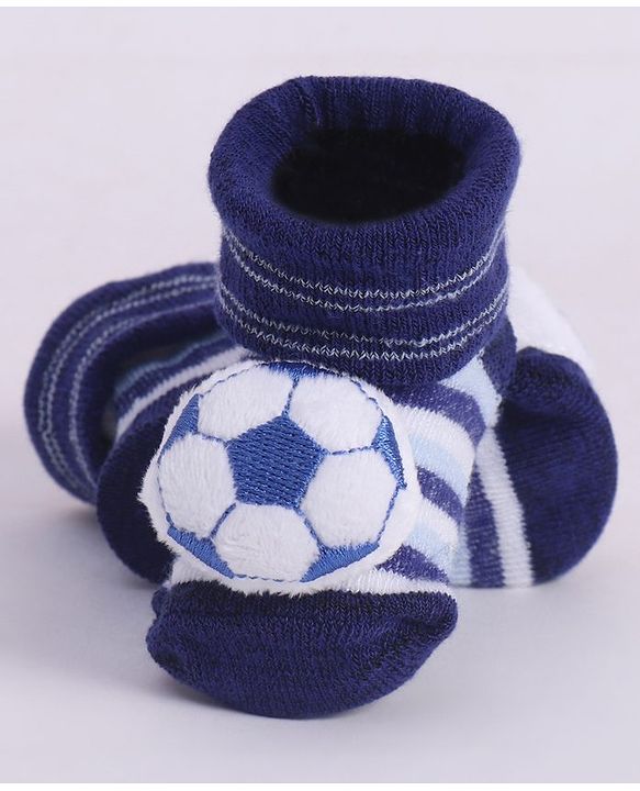 Cute Walk by Babyhug Socks With Football Applique - Navy Blue