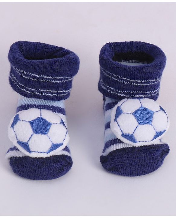 Cute Walk by Babyhug Socks With Football Applique - Navy Blue