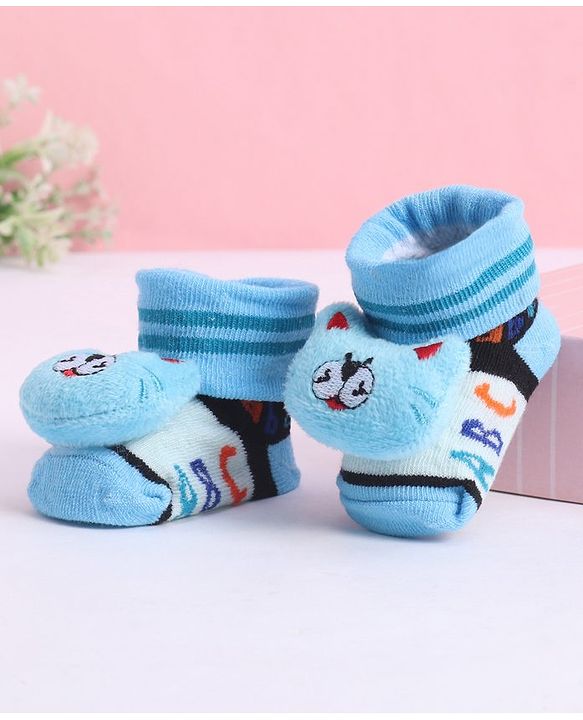 Cute Walk by Babyhug Socks With Animal Applique - Light Blue