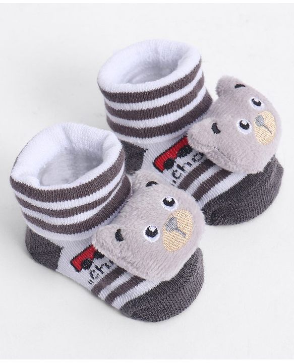 Cute Walk by Babyhug Socks With Animal Applique - Black