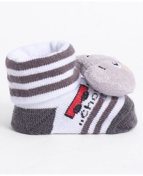 Cute Walk by Babyhug Socks With Animal Applique - Black