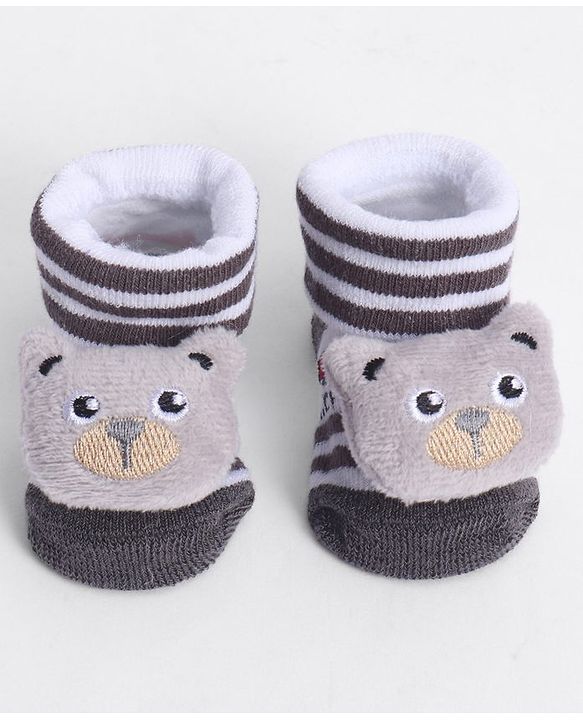 Cute Walk by Babyhug Socks With Animal Applique - Black
