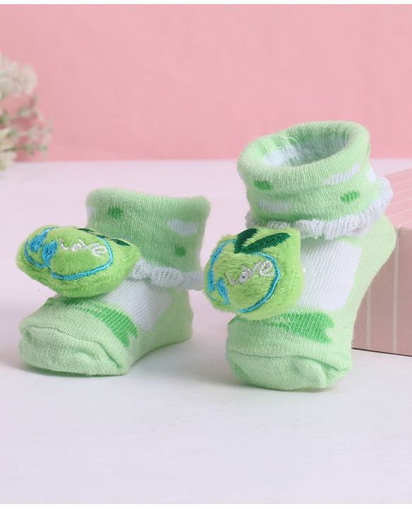 Cute Walk by Babyhug Socks With Animal Applique - Lime Green