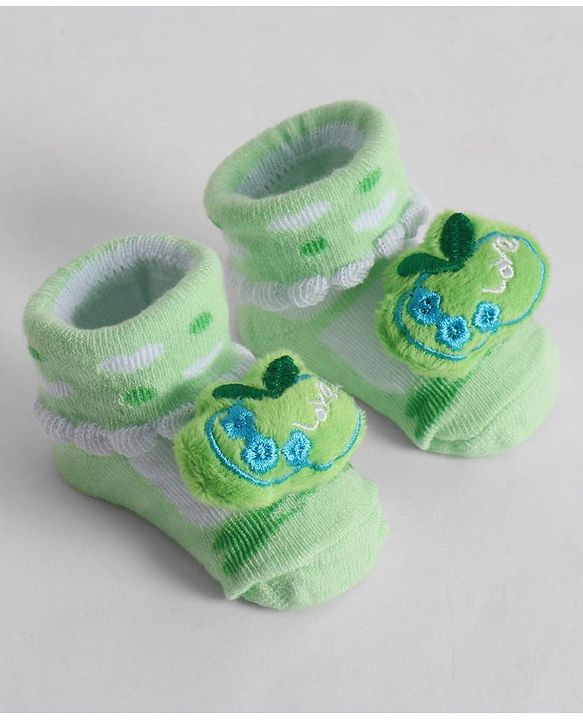 Cute Walk by Babyhug Socks With Animal Applique - Lime Green