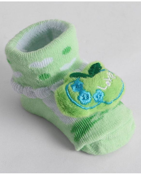 Cute Walk by Babyhug Socks With Animal Applique - Lime Green
