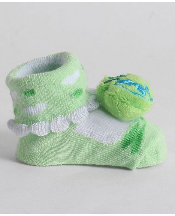 Cute Walk by Babyhug Socks With Animal Applique - Lime Green