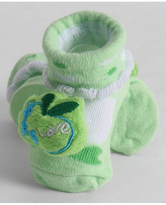 Cute Walk by Babyhug Socks With Animal Applique - Lime Green