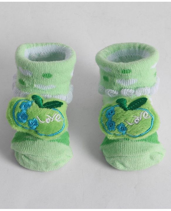 Cute Walk by Babyhug Socks With Animal Applique - Lime Green