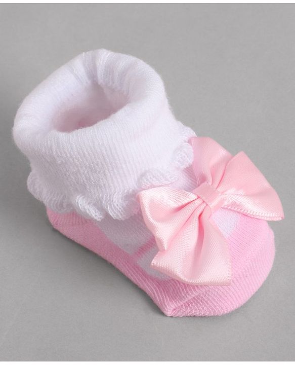 Cute Walk by Babyhug Socks With Bow Applique - Pink