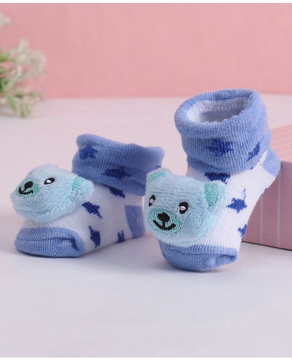 Cute Walk by Babyhug Socks With Animal Applique - Blue