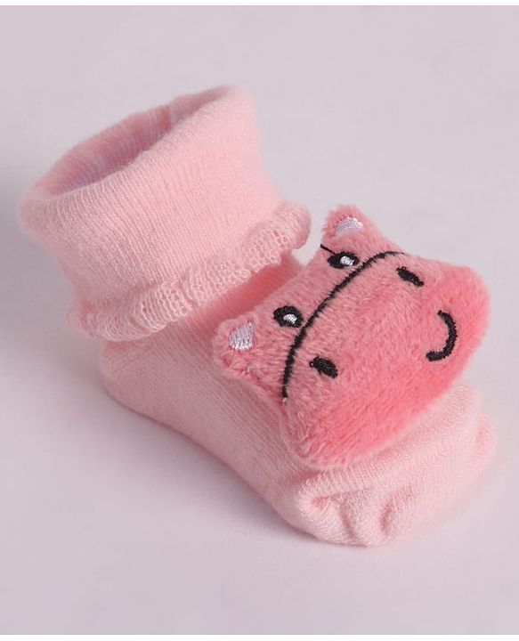 Cute Walk by Babyhug Socks With Animal Applique - Pink