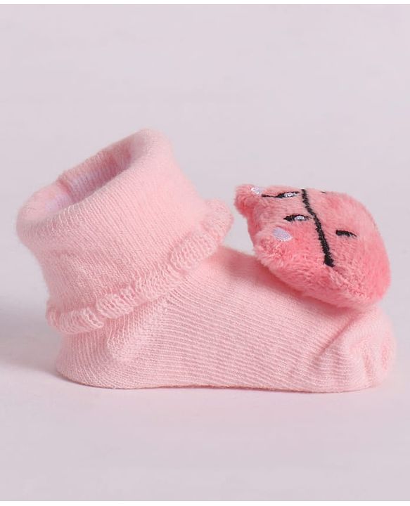 Cute Walk by Babyhug Socks With Animal Applique - Pink