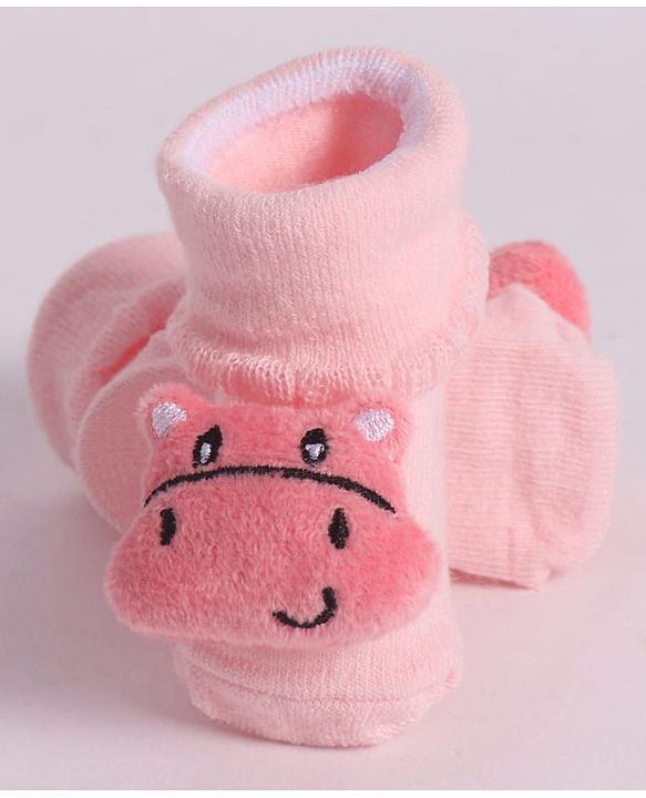 Cute Walk by Babyhug Socks With Animal Applique - Pink
