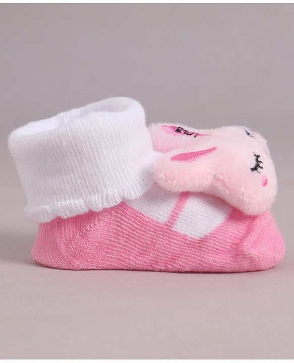 Cute Walk by Babyhug Socks With Animal Applique - Pink