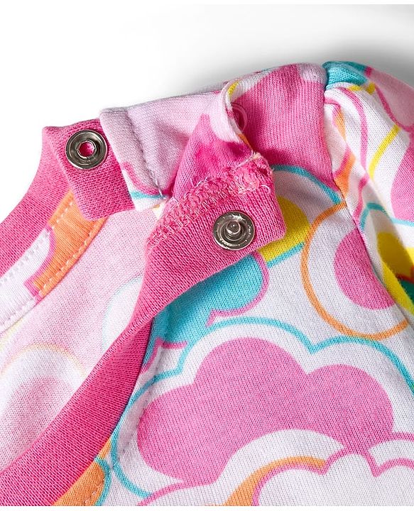 Babyhug Cotton Knit Full Sleeves Co-ords Night Suit with Cloud Print - Multicolor