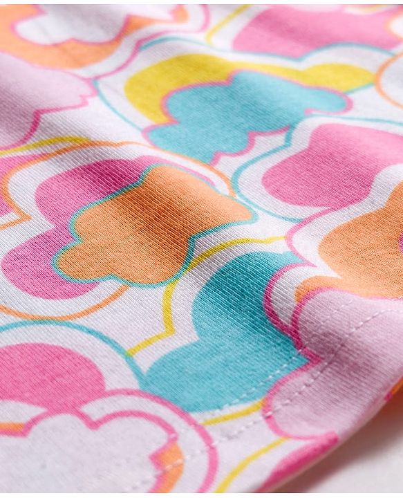 Babyhug Cotton Knit Full Sleeves Co-ords Night Suit with Cloud Print - Multicolor