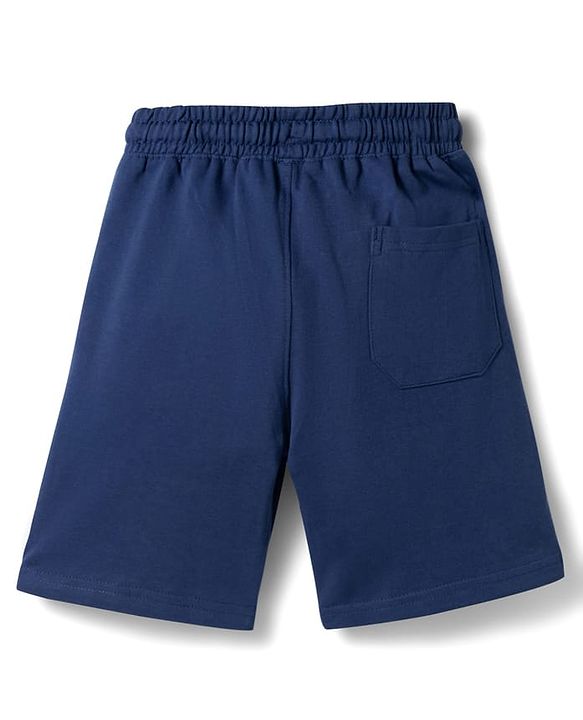 Pine Kids Looper Knit Knee Length Text Printed Short - Navy Blue