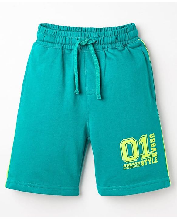 Pine Kids Looper Knit Knee Length Text Printed Short - Navy Blue