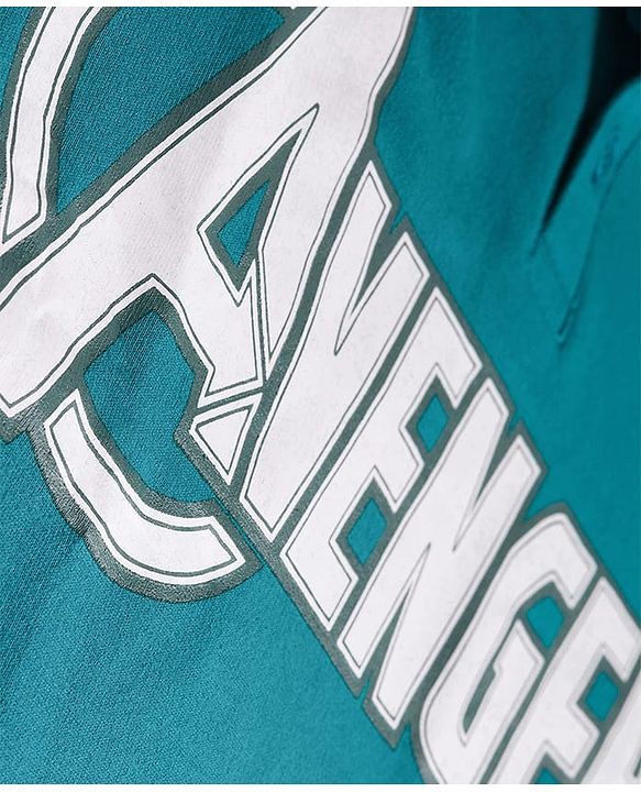 Pine Kids Marvel Terry Knit Drop Shoulder Full Raglan Sleeves Oversized Polo T-Shirt & Lounge Pant Set with Avengers Graphic - Teal Blue