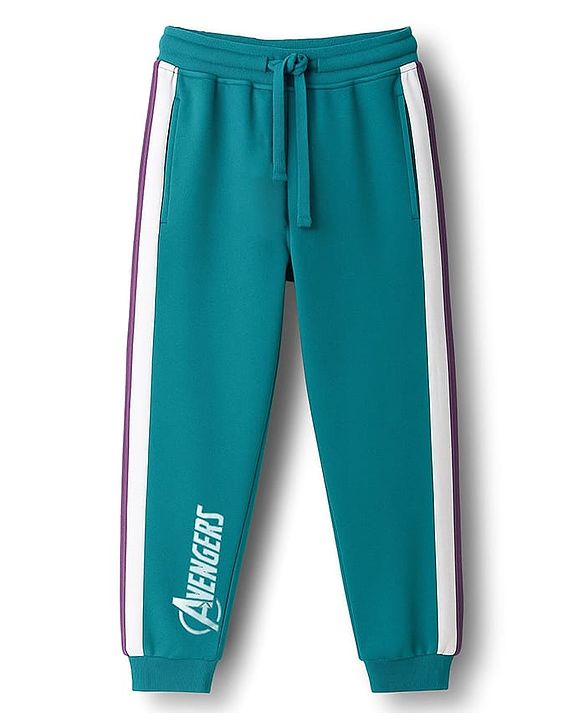 Pine Kids Marvel Terry Knit Drop Shoulder Full Raglan Sleeves Oversized Polo T-Shirt & Lounge Pant Set with Avengers Graphic - Teal Blue