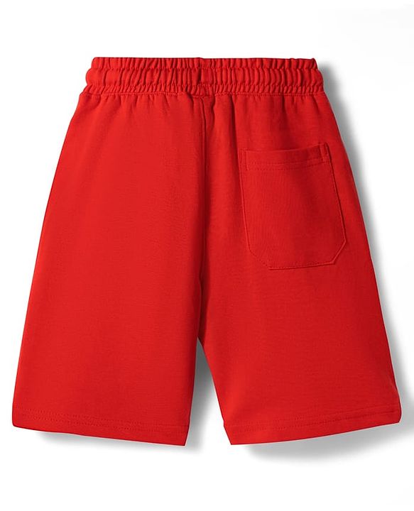 Pine Kids 100% Cotton Knit Number Printed Shorts - Red