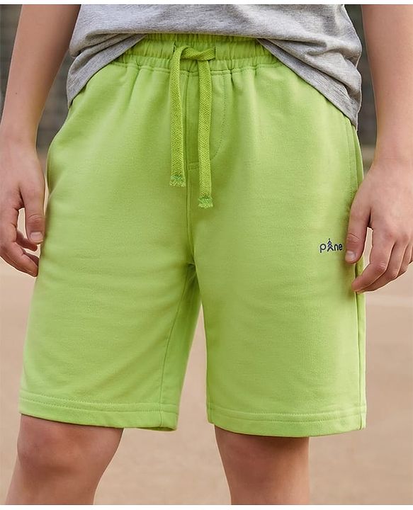 Pine Kids Looper Knit Solid Colour Shorts - Lime Green