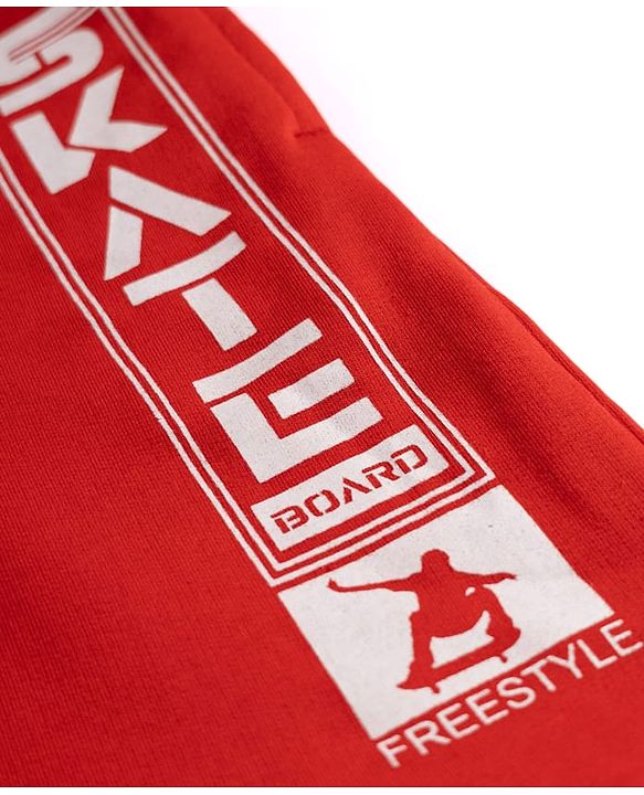 Pine Kids Looper Knit Knee Length Text Printed Shorts - Red