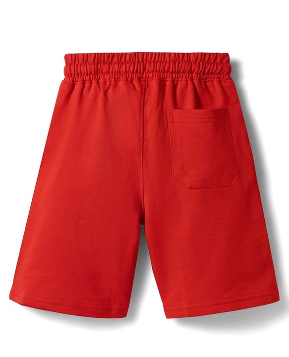 Pine Kids Looper Knit Knee Length Text Printed Shorts - Red