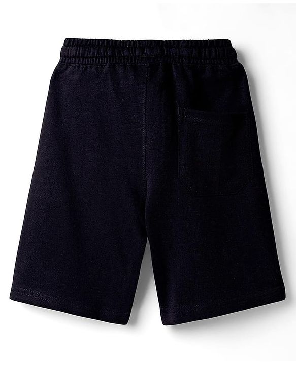 Pine Kids Looper Knit Shorts With Text Print - Black