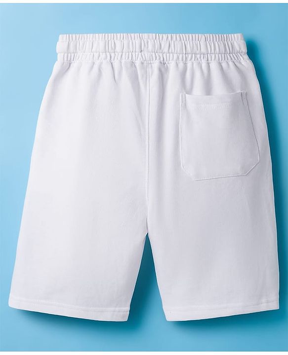 Pine Kids Looper Knit Shorts With Explore Print - White