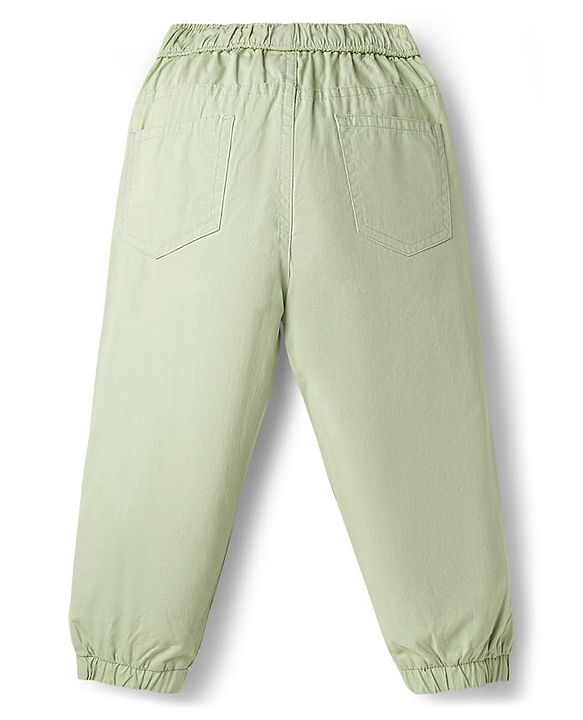Babyhug Cotton Woven Full Length Solid Colour Trousers With Adjustable Elastic - Rust Orange