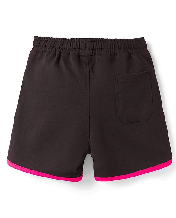 Pine Kids Looper Knit Mid Thigh  Length Shorts with Text & Heart Print - Black