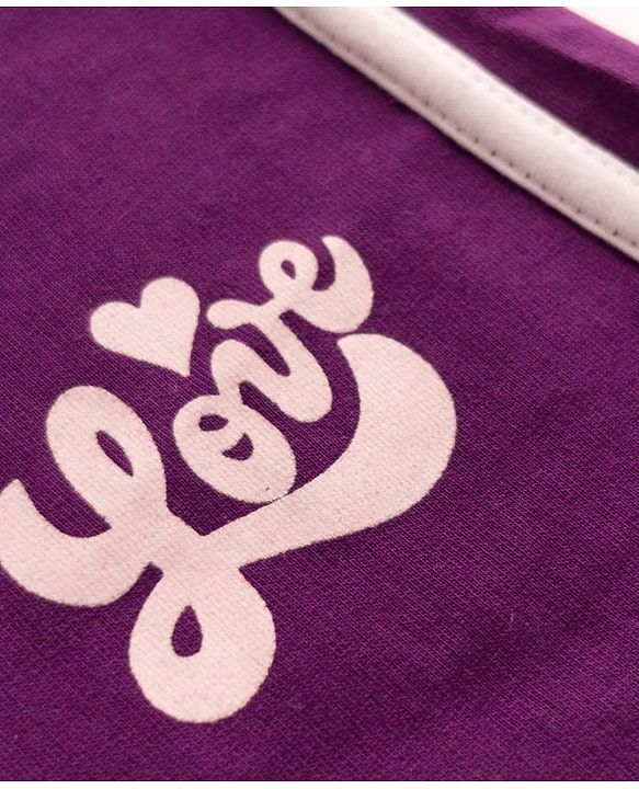 Pine Kids Looper Knit Mid Thigh  Length Shorts with Text Print - Purple