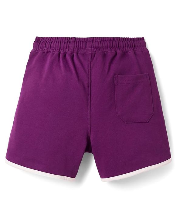 Pine Kids Looper Knit Mid Thigh  Length Shorts with Text Print - Purple
