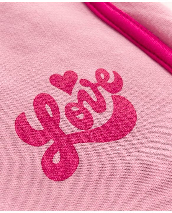 Pine Kids Looper Knit Mid Thigh  Length Shorts with Text Print - Pink