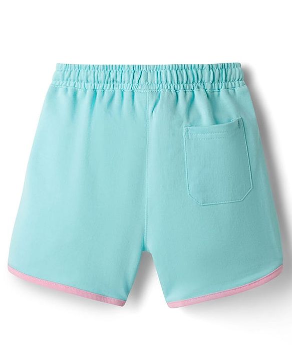 Pine Kids Looper Knit Mid Thigh  Length Shorts with Text Print - Light Blue