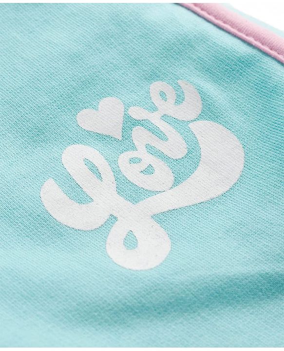 Pine Kids Looper Knit Mid Thigh  Length Shorts with Text Print - Light Blue