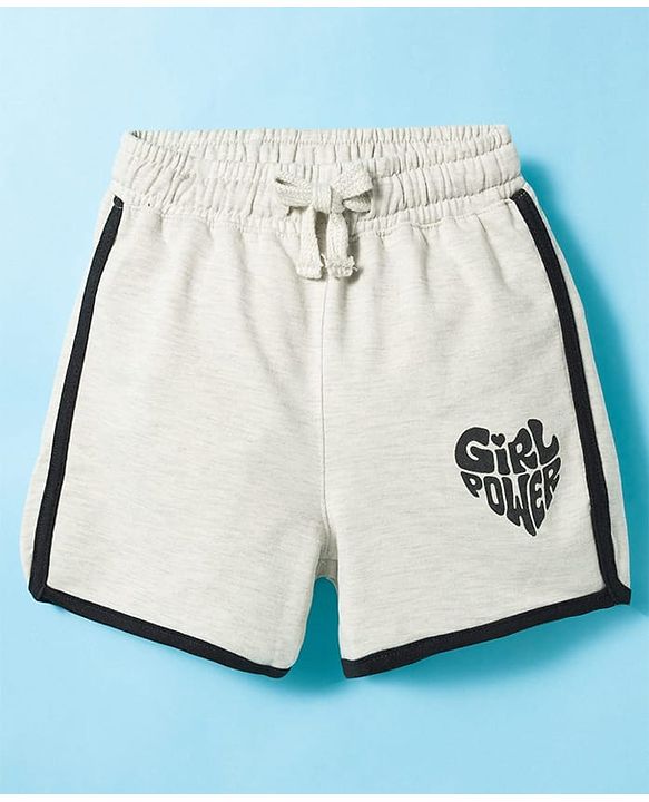 Pine Kids 100% Cotton Knit Shorts With Girl Power Print - Grey