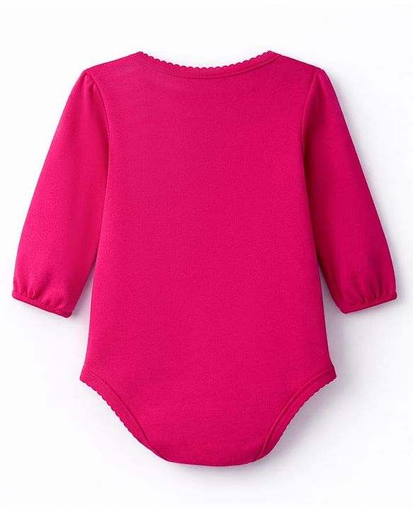 Babyhug 100% Cotton Interlock Knit Full Sleeves Onesies With Text Print - Dark Red