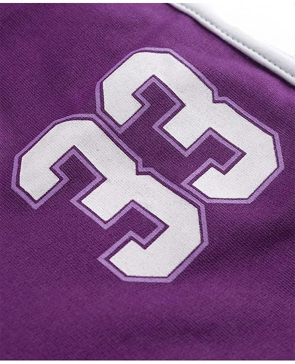 Pine Kids Looper Knit Mid Thigh Length Shorts with Numerical &  Heart Print- Purple