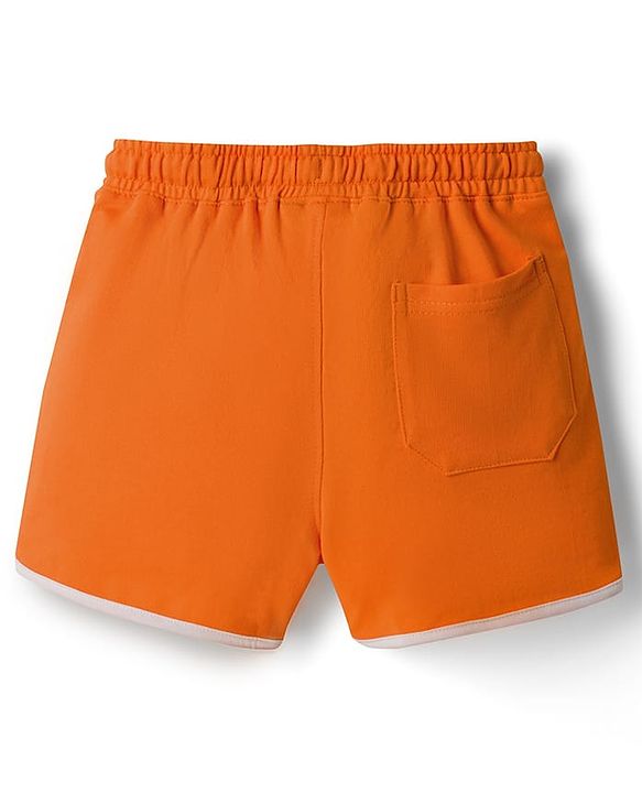 Pine Kids Looper Knit Mid Thigh Length Shorts with Tree Print- Orange