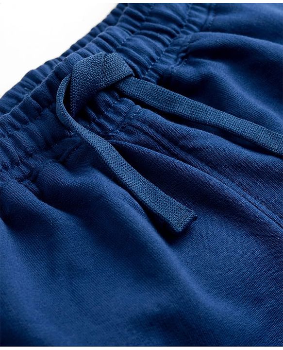 Pine Kids Looper Knit Mid Thigh Length Shorts with Numerical & Text Print- Navy Blue