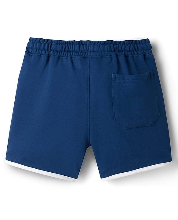 Pine Kids Looper Knit Mid Thigh Length Shorts with Numerical & Text Print- Navy Blue