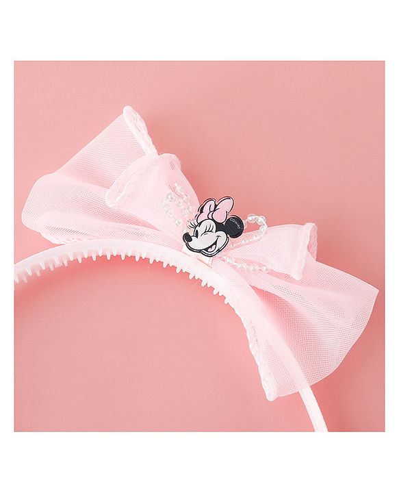 Babyhug Disney Free Size Hair Band with Bow & Minnie Mouse Applique Pack of 2- Pink & Purple