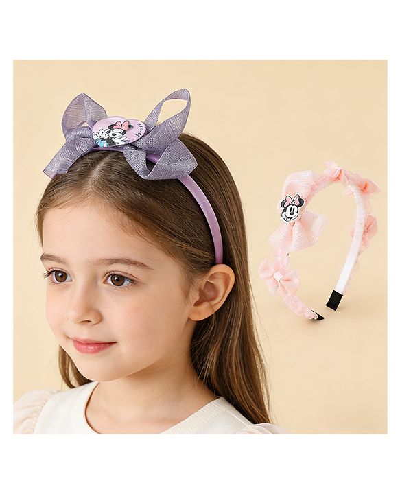 Babyhug Disney Hair Bands With Applique Pack of 2 - Pink & Blue