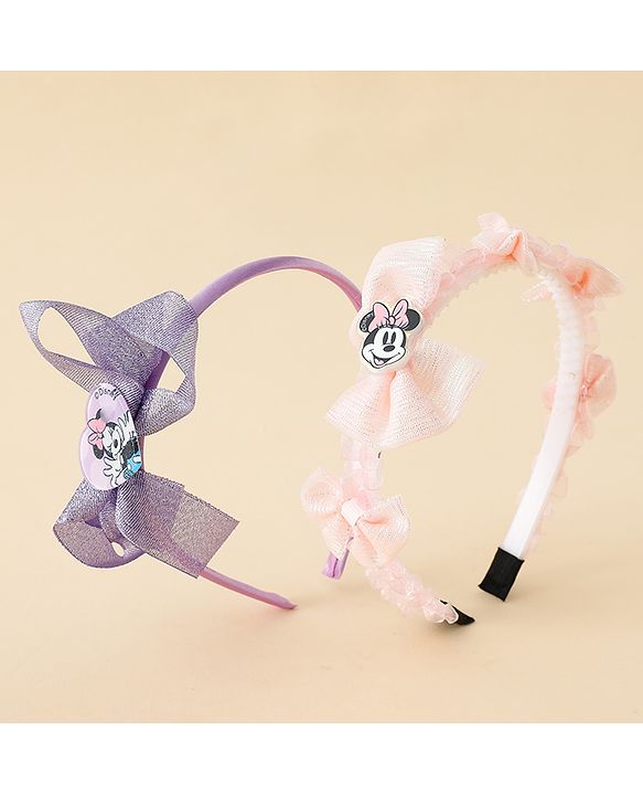 Babyhug Disney Hair Bands With Applique Pack of 2 - Pink & Blue