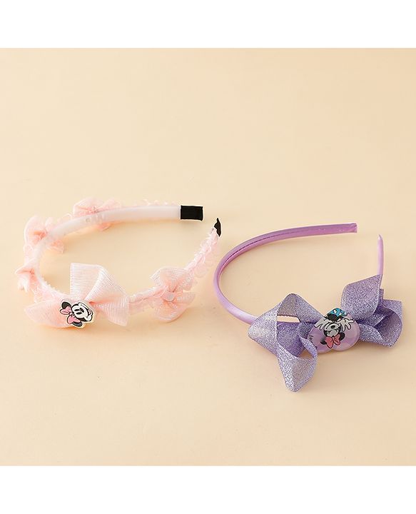 Babyhug Disney Hair Bands With Applique Pack of 2 - Pink & Blue