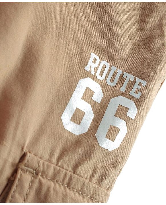 Babyhug Tussor Woven Full Length Trousers With Pockets & Route 66 Print - Khaki
